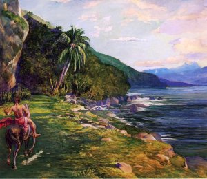 A Bridle Path in Tahiti also known as Bridle Path, Tahiti Oil painting by John La Farge