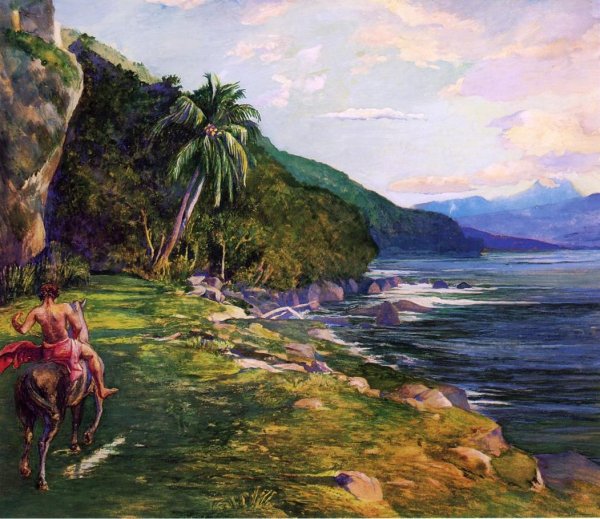 Main Product Photo of A Bridle Path in Tahiti also known as Bridle Path, Tahiti Painting by John La Farge