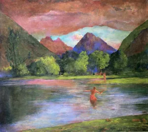 After-Glow, Tautira River, Tahiti by John La Farge - Oil Painting Reproduction
