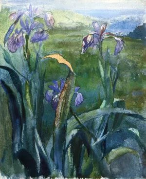 Blue Iris, Study by John La Farge Oil Painting