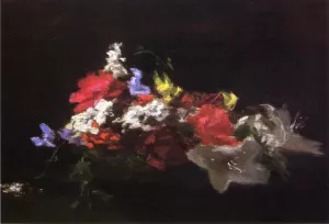 Bowl of Flowers, Study of Light by John La Farge Oil Painting