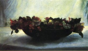 Bowl of Flowers by John La Farge Oil Painting