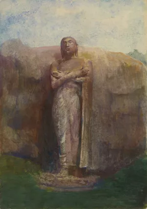 Colossal Statue of Ananda, near the Ruined City of Pollanarua, Ceylon Oil painting by John La Farge