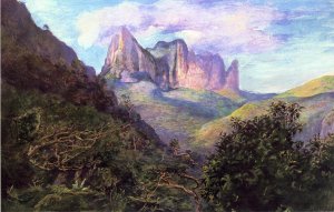 Diadem Mountain at Sunset, Tahiti by John La Farge Oil Painting