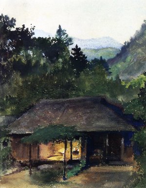Evening Study (also known as Priest's House, Nikko, Japan) by John La Farge Oil Painting
