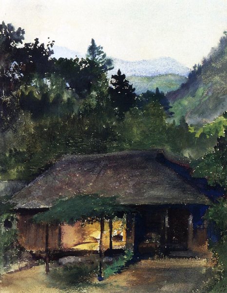 Evening Study (also known as Priest's House, Nikko, Japan) by John La Farge - Hand-Painted Oil Painting Reproduction