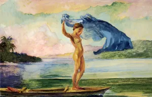 Fayaway Sails Her Boat, Samoa by John La Farge - Oil Painting Reproduction