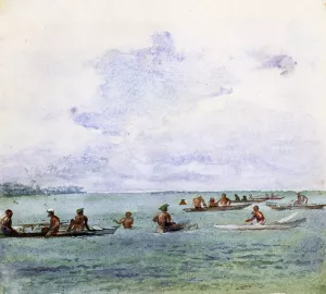 Fishing Party in Canoes, Samoa by John La Farge Oil Painting