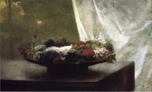 Flowers in a Lacquer Bowl painting by John La Farge