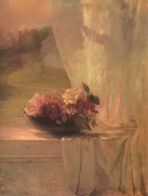 Flowers in a Persian Porcelain Water Bowl painting by John La Farge