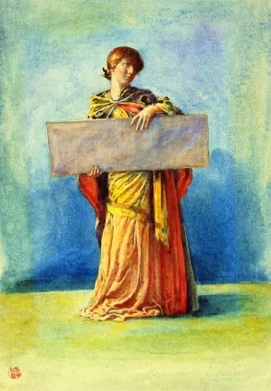 Girl with Tablet by John La Farge Oil Painting