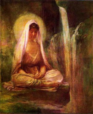 Kwannon Meditating on Human Life Oil painting by John La Farge