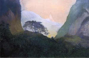 Landscape, Evening, Tahiti, Pass and Peak of Vaiaroa, Taiarapu by John La Farge Oil Painting