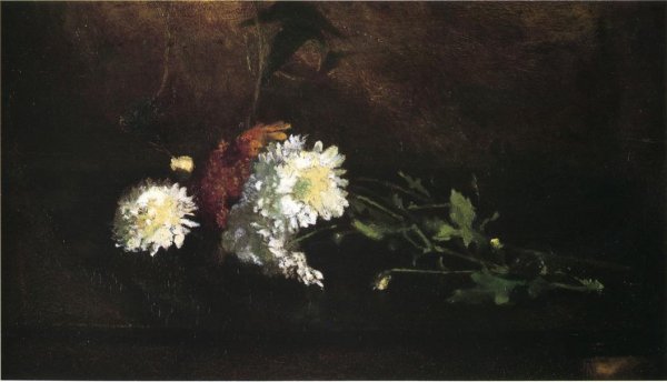 Nosegay of Chrysanthemums by John La Farge - Hand-Painted Oil Painting Reproduction