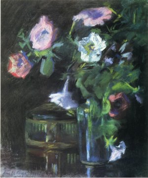 Petunias in a Glass Vase Oil painting by John La Farge