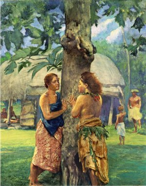 Portrait of Faase, the Taupo of Fagaloa Bay, Samoa by John La Farge Oil Painting