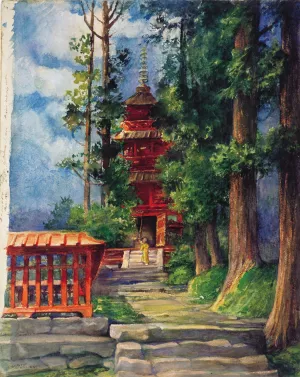 Red Pagoda, Nikko  by John La Farge Oil Painting