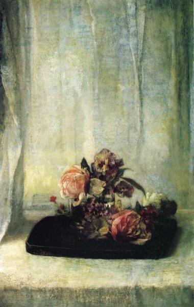 Roses on a Tray by John La Farge - Hand-Painted Oil Painting Reproduction