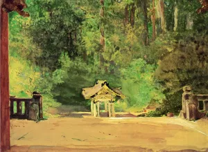 Sacred Font in the Temple of Iyemitsu, Nikko, From the Platform of the Second Gate Oil painting by John La Farge