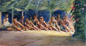 Siva Dance at Night also known as Seated Siva Dance at Night by John La Farge Oil Painting