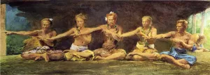 Siva Dance Five Figures Vaiala Samoa Taele Weeping in the Corner by John La Farge - Oil Painting Reproduction