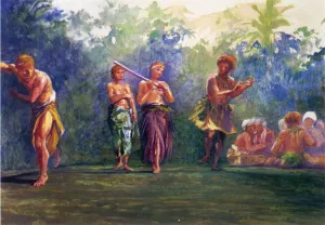 Standing Dance, Standing Figuresalso known as Standing Dance Representing a Game of Ball by John La Farge - Oil Painting Reproduction