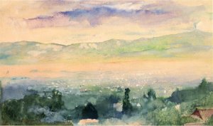 Sunrise in Fog Over Kyoto Oil painting by John La Farge