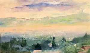 Sunrise in Fog Over Kyoto painting by John La Farge