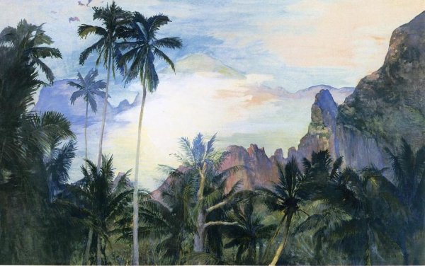 Main Product Photo of The End of Cook's Bay, Island of Moorea, Society Islands. 1891, Dawn Painting by John La Farge