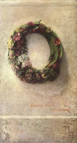 Wreath of Flowers by John La Farge Oil Painting