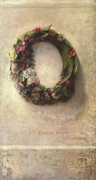 Main Product Photo of Wreath of Flowers Painting by John La Farge