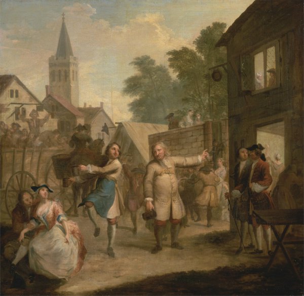 Hob Continues Dancing in Spite of his Father  by John Laguerre - Hand-Painted Oil Painting Reproduction
