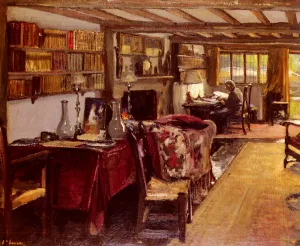 A Writing Room At The Wharf, Sutton Courtenay Oil painting by John Lavery
