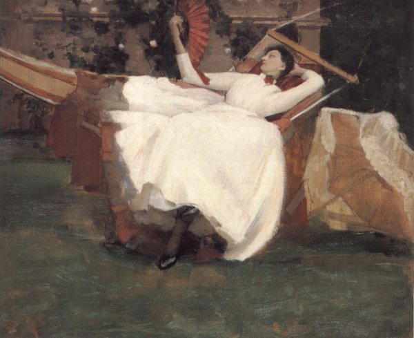 Main Product Photo of The Red Fan Painting by John Lavery