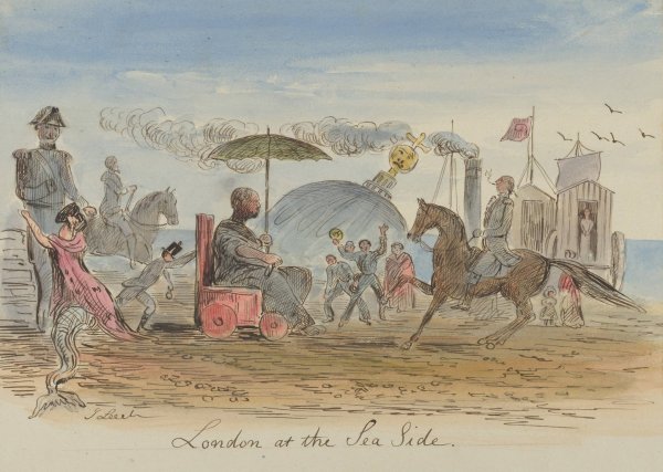 London at the Sea Side  by John Leech - Hand-Painted Oil Painting Reproduction