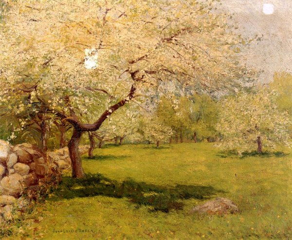 Apple Blossoms by John Leslie Breck - Hand-Painted Oil Painting Reproduction
