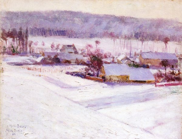 Giverny Winter by John Leslie Breck - Hand-Painted Oil Painting Reproduction