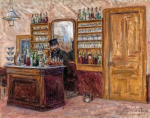 M. Baudy Behind his Desk at the Hotel Baudy by John Leslie Breck Oil Painting