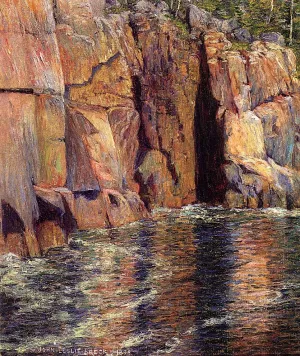 The Cliffs at Ironbound Island, Maine by John Leslie Breck - Oil Painting Reproduction