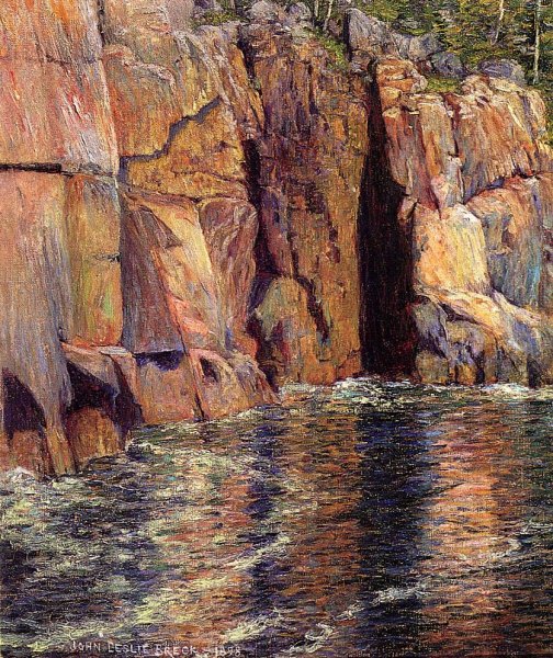 The Cliffs at Ironbound Island, Maine by John Leslie Breck - Hand-Painted Oil Painting Reproduction