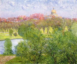 The Gilded Dome, Spring by John Leslie Breck - Oil Painting Reproduction