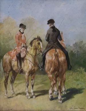 Deux cavaliers en costume Louis XV by John-Lewis Brown Oil Painting