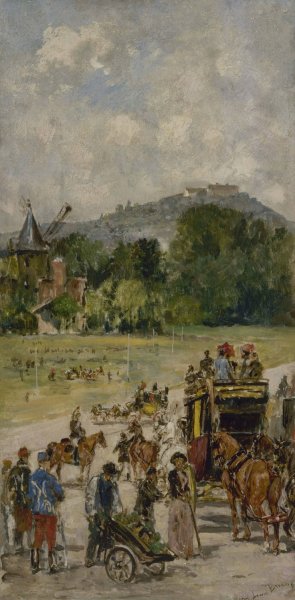Le champ de courses de Longchamp Oil painting by John-Lewis Brown