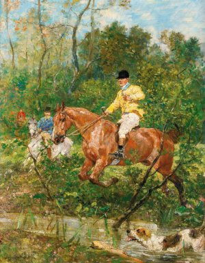 Le Saut Du Ruisseau by John-Lewis Brown Oil Painting