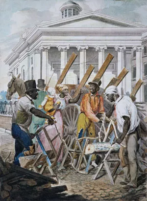 Black Sawyers Working in front of the Bank of Pennsylvania, Philadelphia