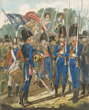 Members of the City Troop and Other Philadelphia Soldiery by John Lewis Krimmel Oil Painting