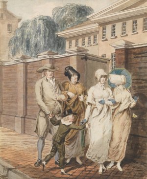 Sunday Morning in front of the Arch Street Meeting House, Philadelphia by John Lewis Krimmel Oil Painting