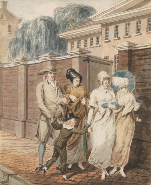 Sunday Morning in front of the Arch Street Meeting House, Philadelphia  by John Lewis Krimmel - Hand-Painted Oil Painting Reproduction