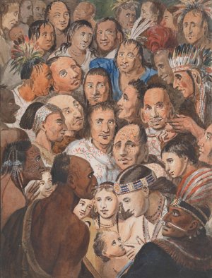 Tableau of Indian Faces by John Lewis Krimmel Oil Painting