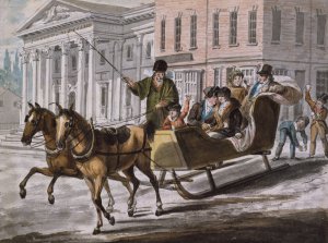 Winter Scene in Philadelphia—The Bank of the United States in the Background by John Lewis Krimmel Oil Painting